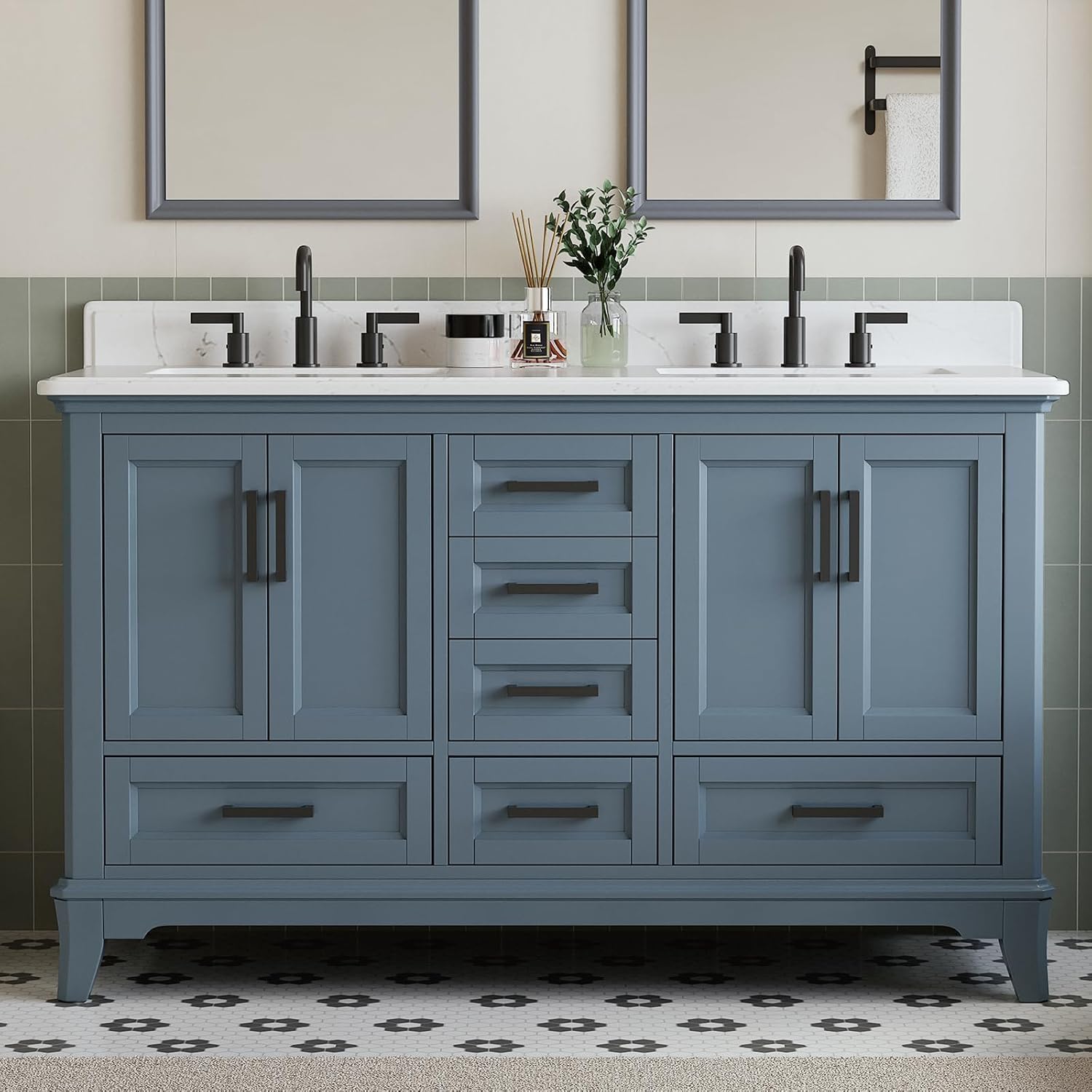 DELUXE LIVING 60 Inch Double Sink Bathroom Vanity Review: Pros & Cons 1 DELUXE LIVING 60 inch double sink bathroom vanity review — full package contents