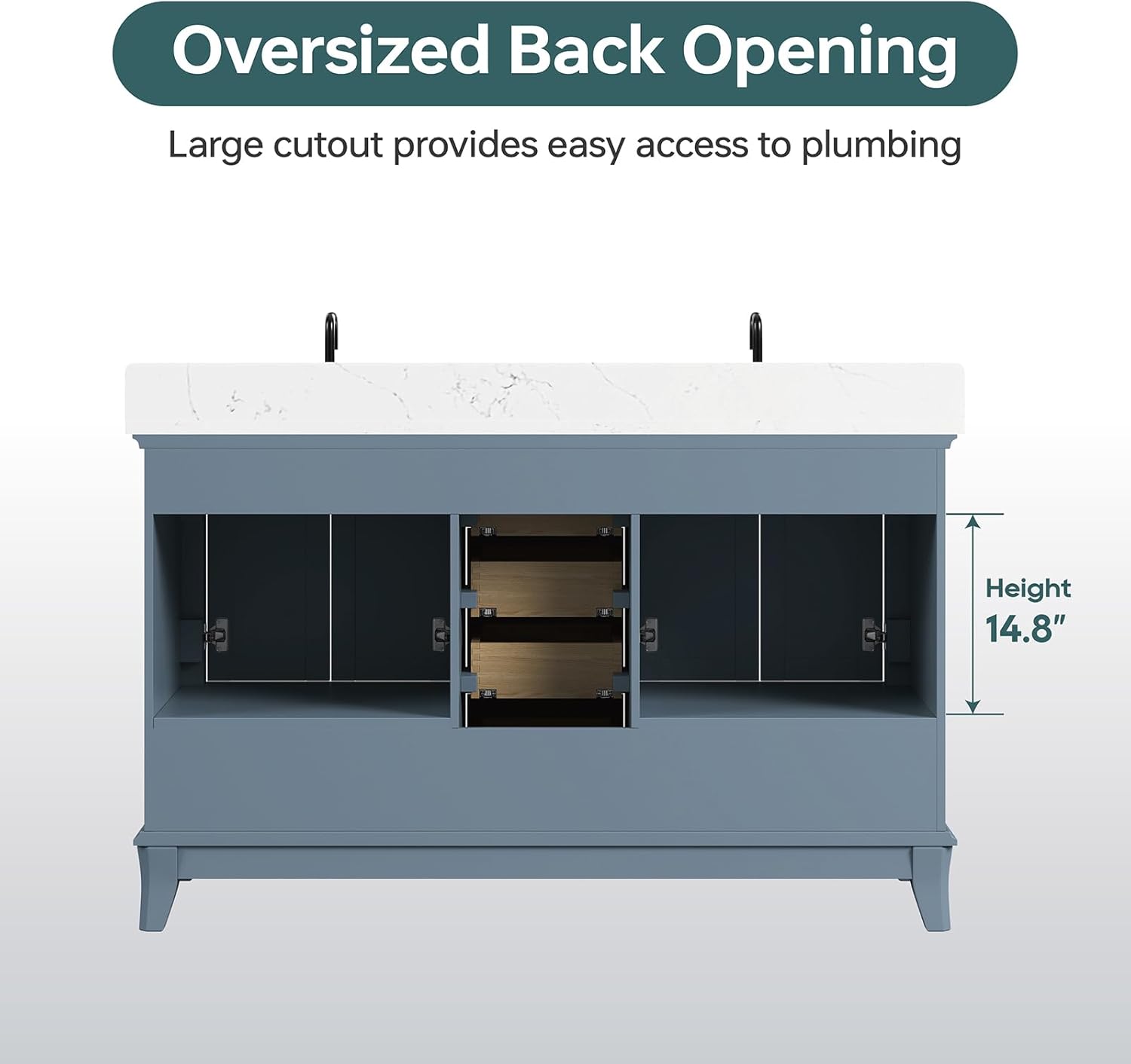 DELUXE LIVING 60 Inch Double Sink Bathroom Vanity Review: Pros & Cons 2 DELUXE LIVING 60 inch double sink bathroom vanity review — design and build quality detail