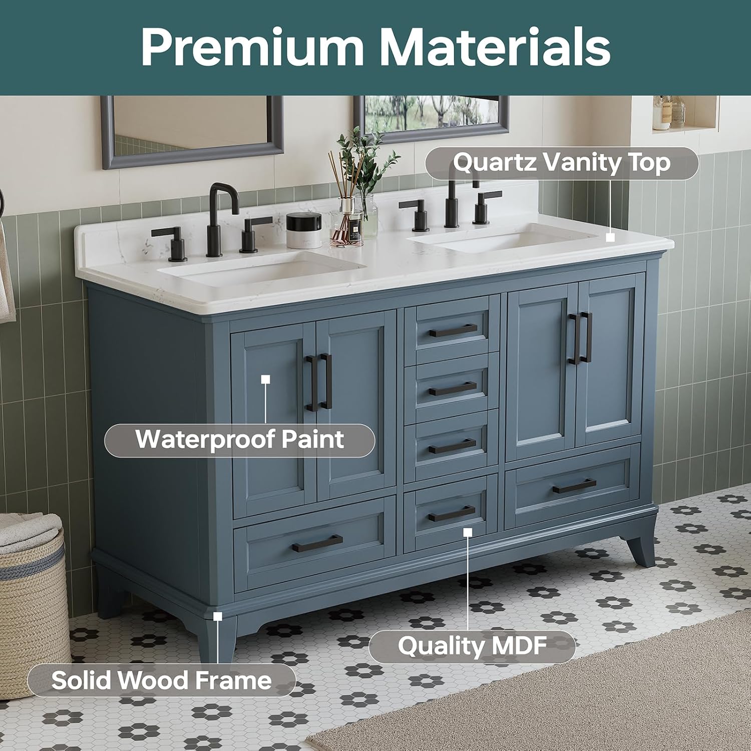 DELUXE LIVING 60 Inch Double Sink Bathroom Vanity Review: Pros & Cons 3 DELUXE LIVING 60 inch double sink bathroom vanity review — setup process and usability