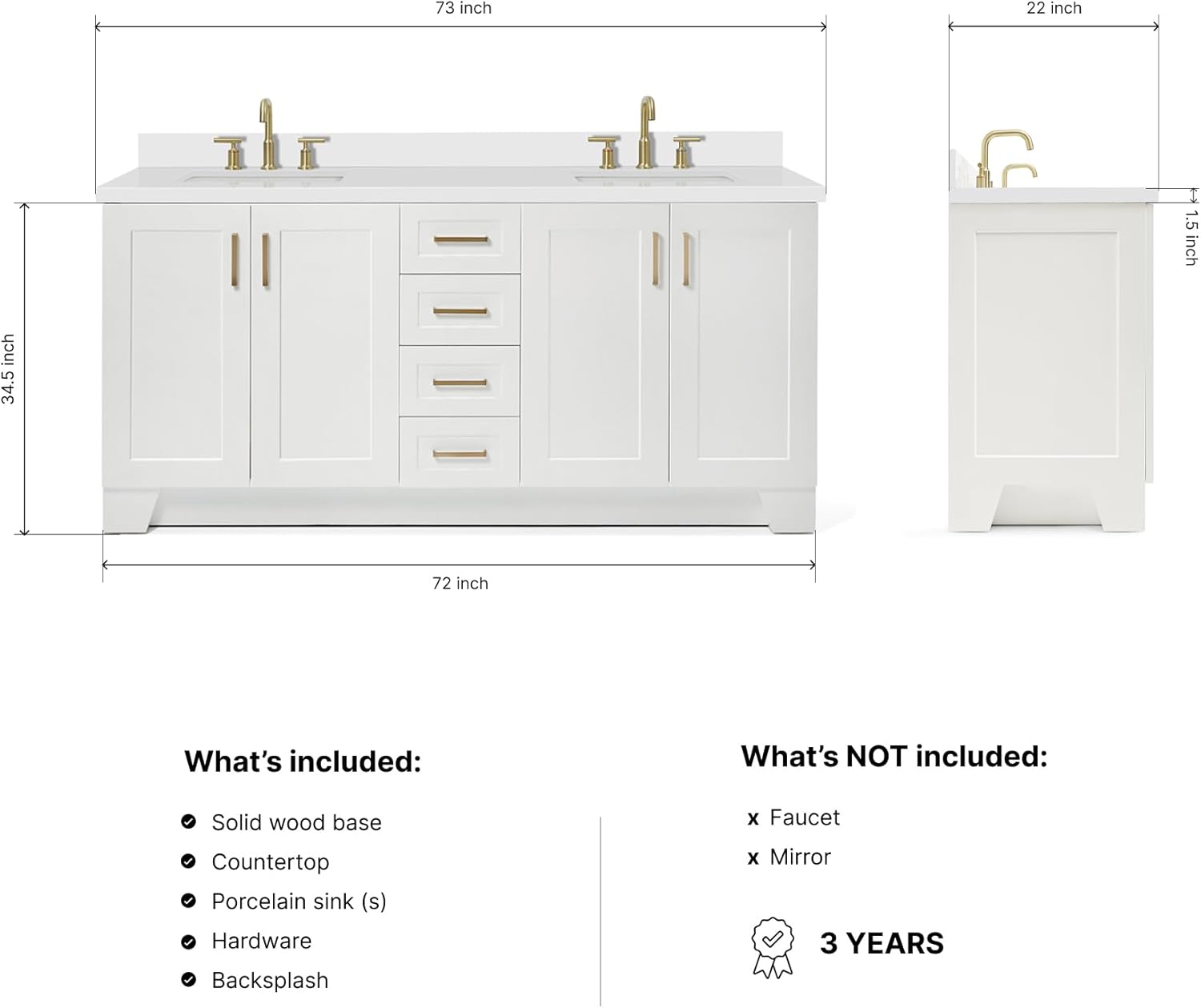 DKB Emilia 72 inch bathroom vanity review - unboxing and complete package contents