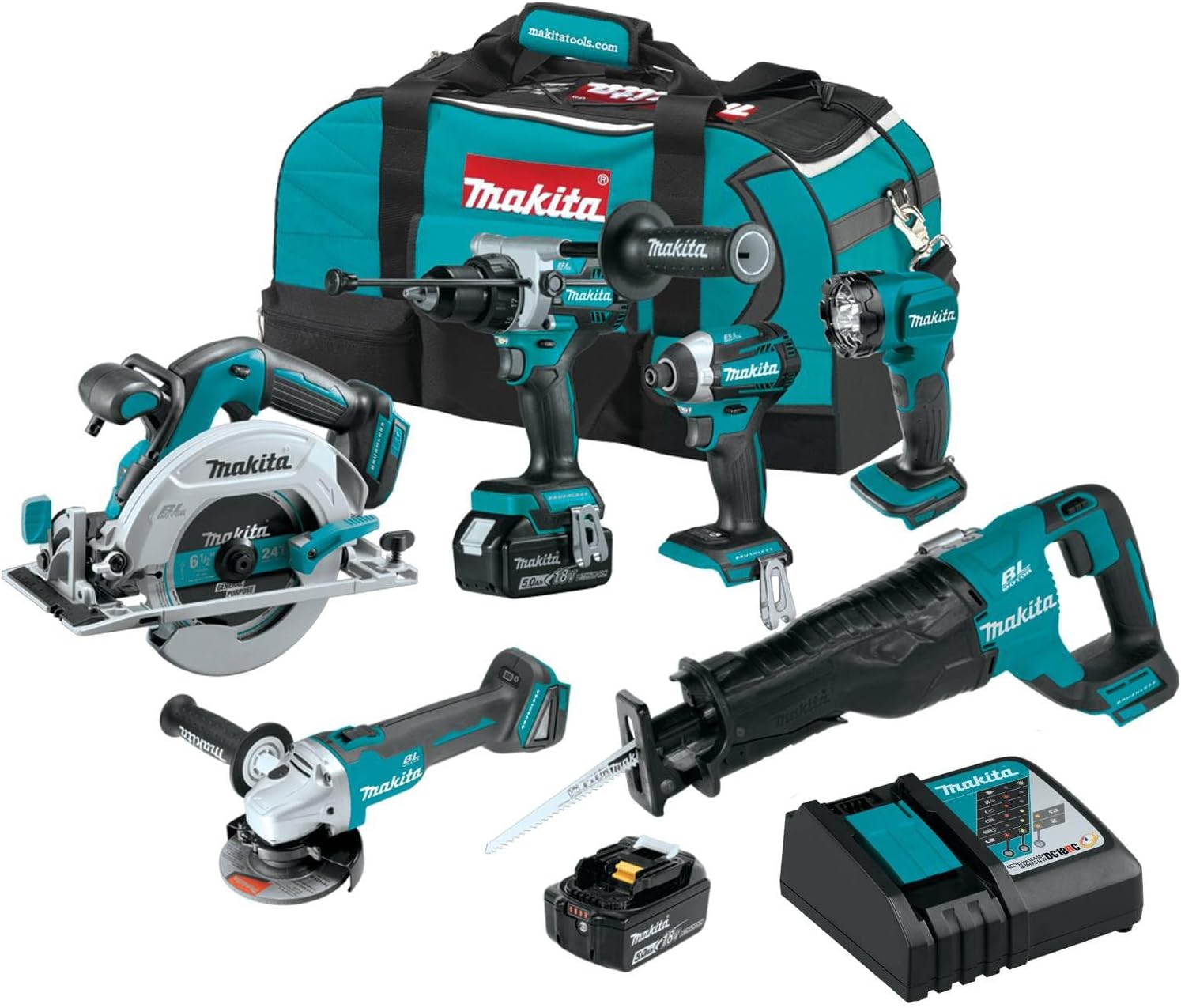 Makita XT616T review unboxing showing all included tools and accessories