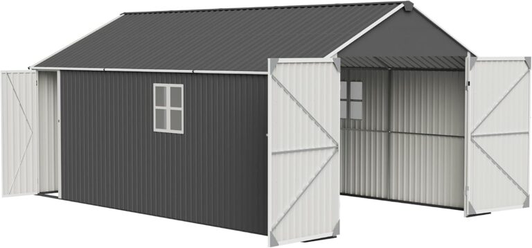 Image 1 of ZMAD 12x20x9.3 FT heavy duty metal garage shed review