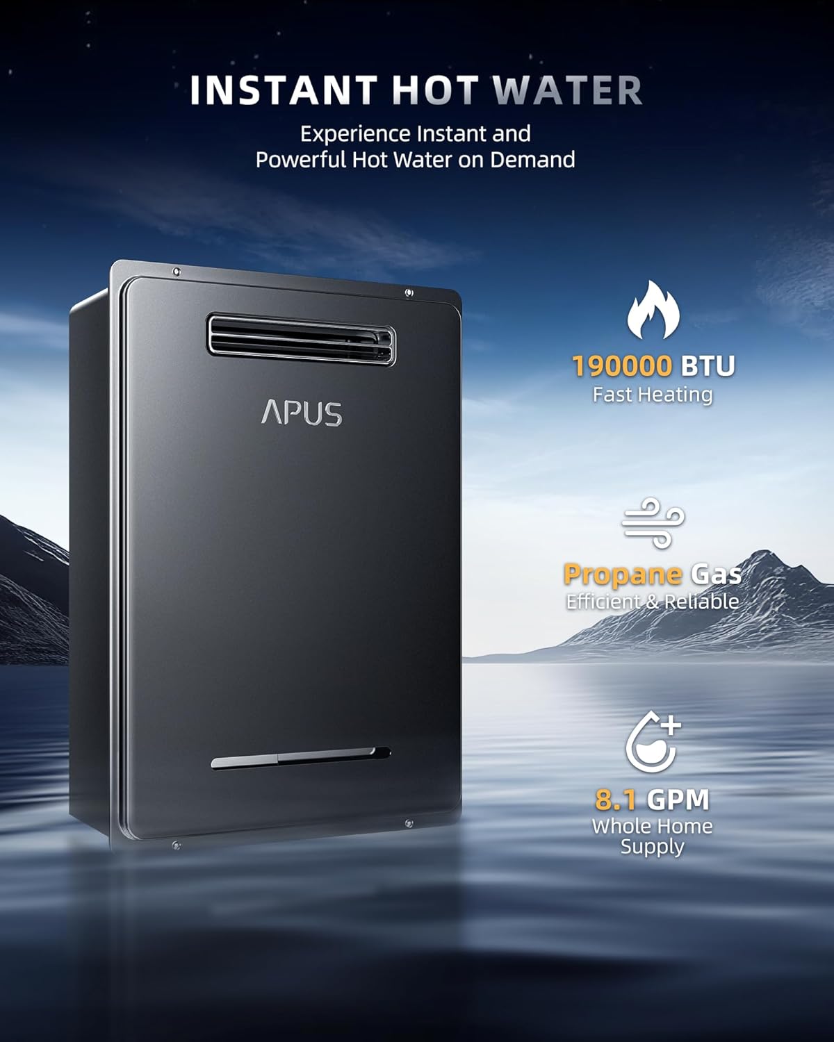 APUS Tankless Water Heater Review: Honest Pros & Cons 2 APUS tankless water heater review,APUS 190000 BTU water heater review and rating,is APUS tankless water heater worth buying,APUS water heater review pros cons,APUS tankless water heater review honest opinion,APUS 8.1 GPM water heater review verdict — design and build quality detail