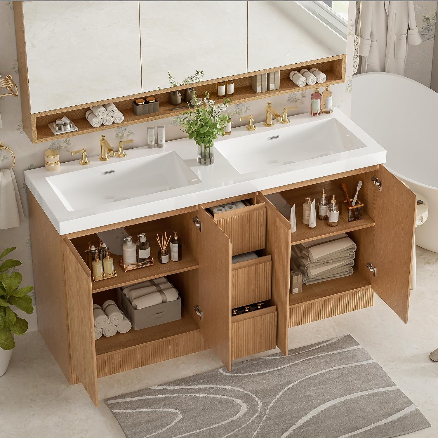 Virubi 60 inch double bathroom vanity review,Virubi double sink vanity review and rating,is Virubi bathroom vanity worth buying,Virubi vanity review pros cons,Virubi fluted vanity honest opinion,Virubi double vanity review verdict feature breakdown and specification detail